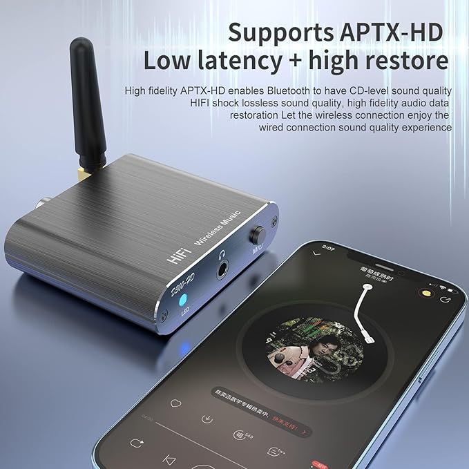 Bluetooth 5.2 Wireless Audio Transmitter Receiver Adapter for Home Stereo, Speakers and Headphones, Support Aux, Coxial and Optical Outputs