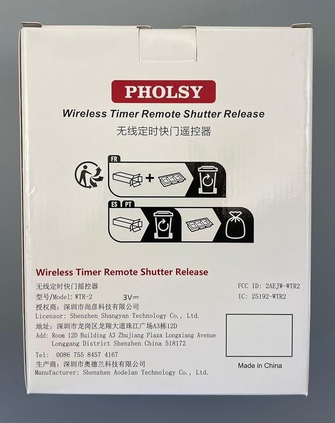 PHOLSY Wireless Timer Remote Control with Intervalometer HDR for Sony a1, a9, 9M2, a7M4, a7M3, a7RM2, a7RM3, a7RM4, a3500, a6600, a6500, a6400, a6100, RX100M4, RX100M6, RX100M7, RX10M4, HX99, a68