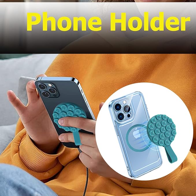 Magnetic Suction Cup Phone Mount, Silicone Suction Stand Holder, Compatible with iPhone MagSafe Phone Case, Hands-Free Mirror Shower Phone Holder Accessory for TikTok Videos, Pink