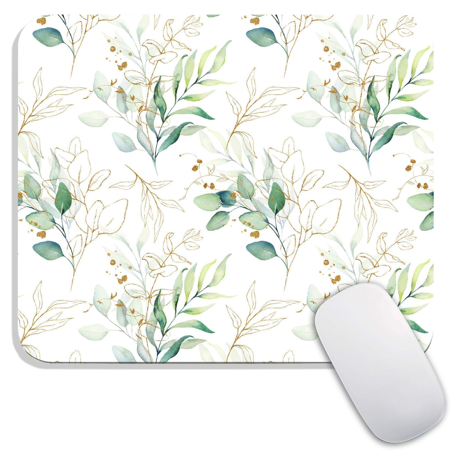 Armanza Square Mouse Pad Pretty Leaves, Personalized Premium-Textured Custom Mouse Mat Design, Washable Mousepad Cloth, Non-Slip Rubber Base Computer Mouse Pads for Wireless Mouse