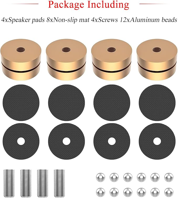 Audiocrast HiFi Speaker Spikes Stand Feet Shock Absorber Feet Pads Isolation Feet 40mm×23mm Aluminum with Balls for Audio Speaker Subwoofer CD DVD Amplifier Turntable DAC