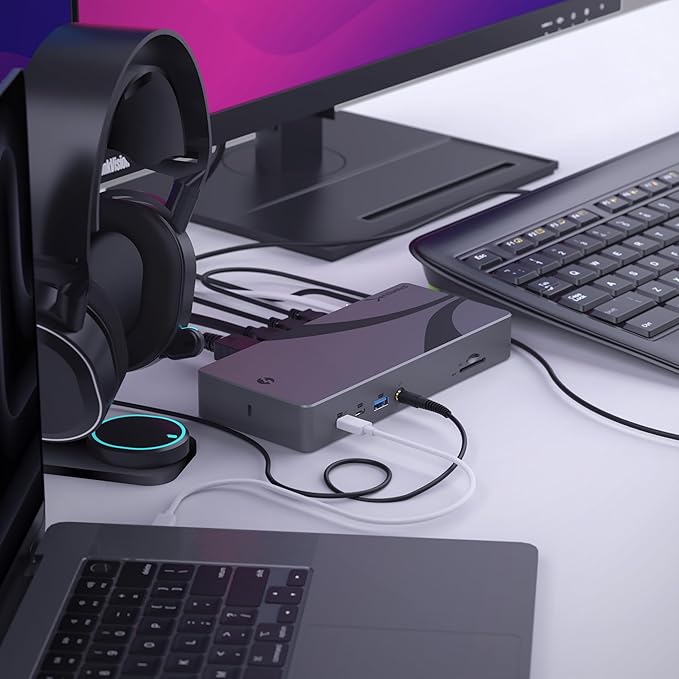 SABRENT Thunderbolt 4 Docking Station, TB4 Ports, 8K/4K, USB4 & TB3 Compatible, DP 1.4, HDMI 2.1, USB-C/USB-A Ports, Gigabit Ethernet, Audio Jack, SD/TF Card Reader, Windows/macOS/Linux (DS-T4MF)