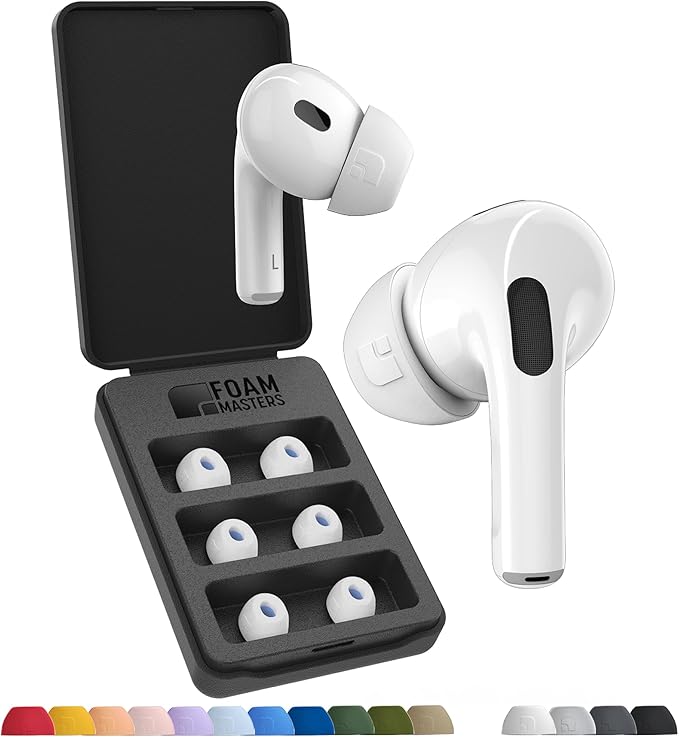 Foam Masters Ultra-Premium Memory Foam Ear Tips for AirPods Pro 1st & 2nd Gen | 3 Pairs | Black Magic Ver 6.0 | Secure | Comfort | Better Noise Cancel | Replacement Buds – White, Small