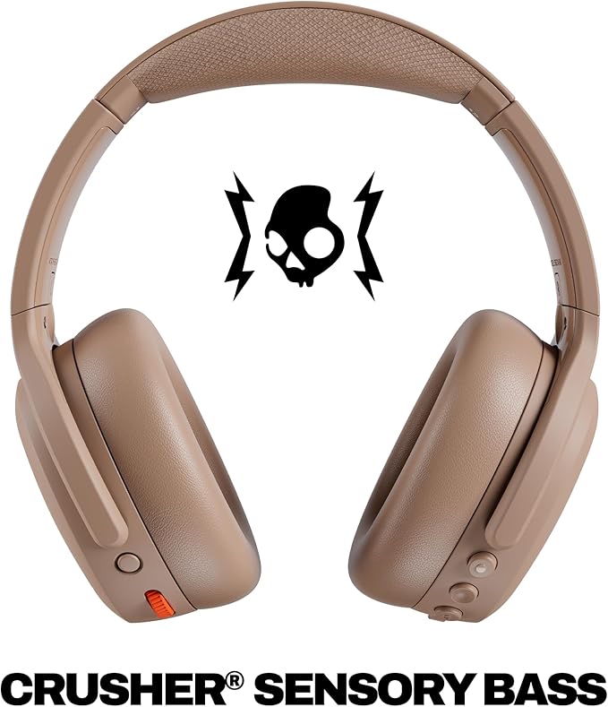 Skullcandy Crusher ANC 2 Wireless Over-Ear Bluetooth Headphones with Multi-Sensory Bass, Active Noise Cancelling, Up to 60 Hours Battery, Microphone for iPhone Android - Primer