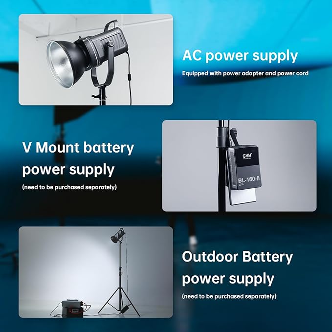 GVM 160W LED Video Light with Bluetooth Control, 5600K Photography Light, Studio Lighting Kit for Photography, Filmmaking, YouTube and Tiktok, 98100 lux/1.64ft, 12 Scene Modes, Lightweight