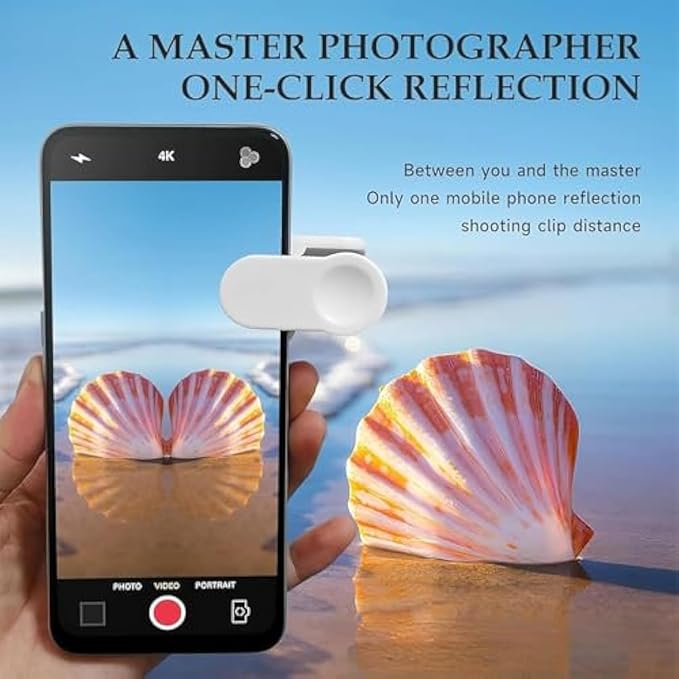 Mirror Effect Lens - Capture Stunning Reflections Instantly, Smartphone Camera Mirror Reflection Clip Kit, Mirror for Phone to Use Back Camera, for Travel Photography (White)