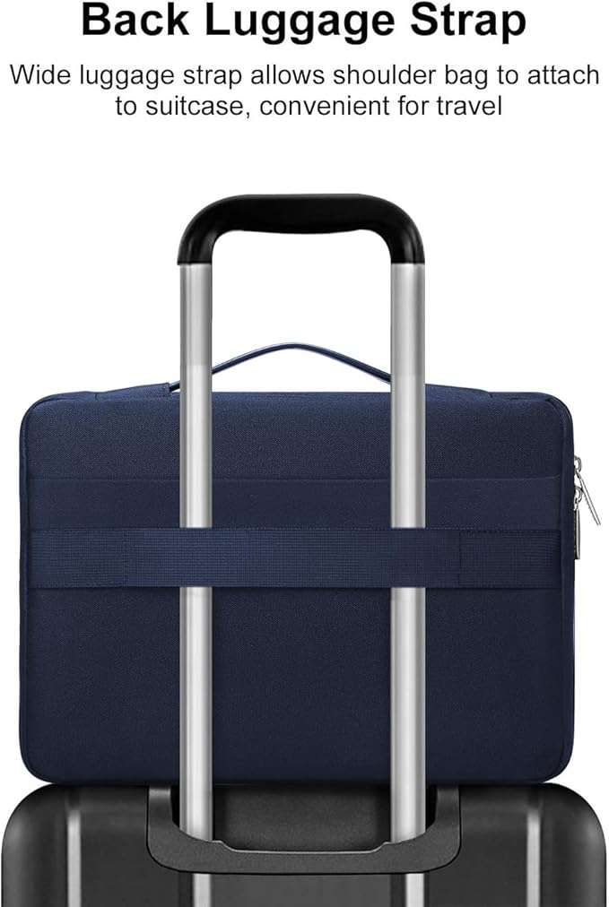 MOSISO 360 Protective Laptop Case 16 inch, 15-15.6 inch Laptop Sleeve Compatible with MacBook Pro 16, HP Acer Dell Lenovo ASUS Notebook, Side Open Bag with 2 Raised&1 Flapover Pockets, Navy Blue