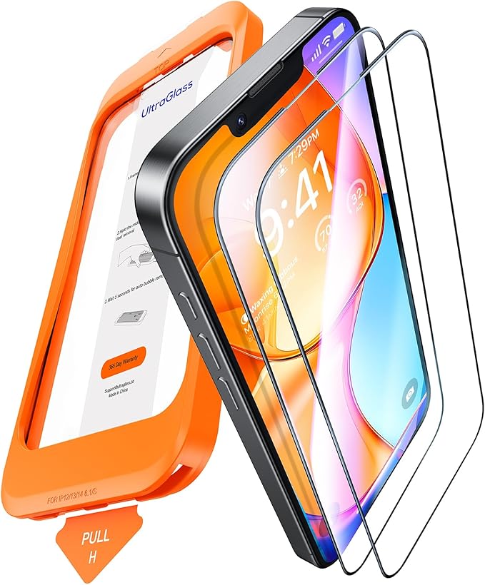 UltraGlass UNBREAK TOP 9H+ Glass for iPhone 16e Screen Protector (12FT Military Grade Shatterproof) Screen Protector 16e Tempered Glass (Longest Durable) Full Edge Coverage 6.1" 2 Pack
