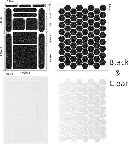 ACFELLE 4Pack Phone Grip Tape, Finger Grip Stickers Decal Waterproof Pre-Cut Non Slip Kit Adhesive Traction for Cell Phone Cases, Handles, Tools (Clear&Black)