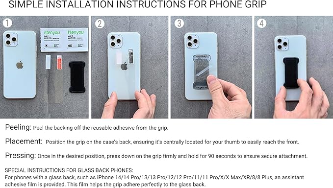 Finger Strap Phone Holder,Cell Phone Finger Grip Strap Holder for Hand, Ultra Thin Anti-Slip Universal Cell Phone Grips Band Holder for Back of Phone - 2Pack(Dark Blue)