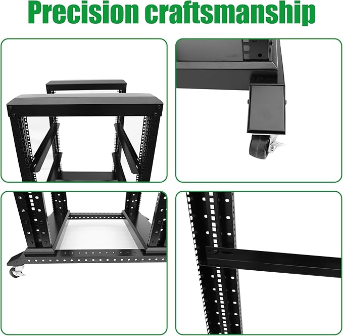 27U Server Rack/4-Post 19in Network Rack/Open Frame Rack with Wheels, Heavy-Duty Frame Cabinet/Adjustable Depth 15.75-13.75in GLOBALRACK(4POST-600-27U)