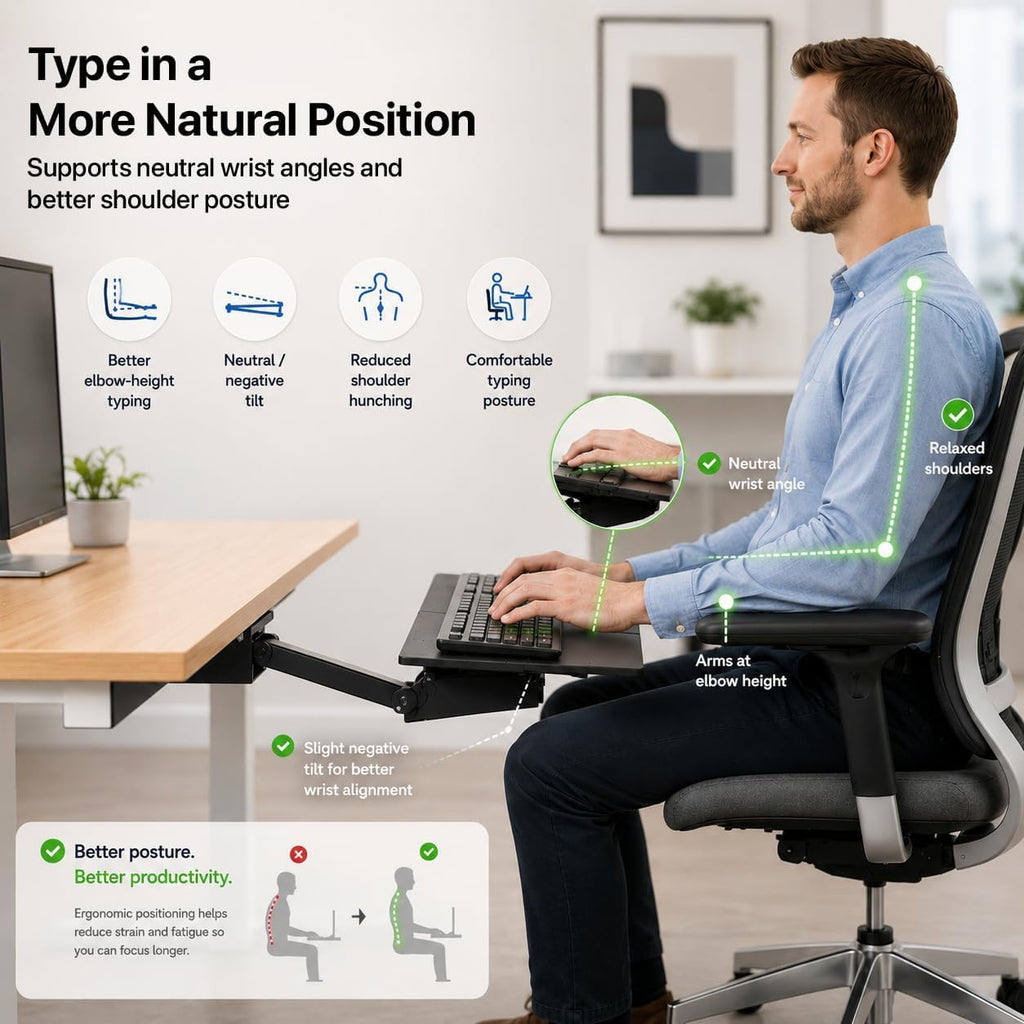 Uncaged Ergonomics Under Desk Keyboard Tray Slide Out & Keyboard Holder