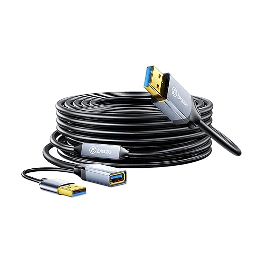 USB Extension Cable USB 3.0 Extension Cord Type A Male to Female Cord Nylon Braided High Data Transfer Compatible with USB Keyboard, Mouse, Flash Drive(65ft)