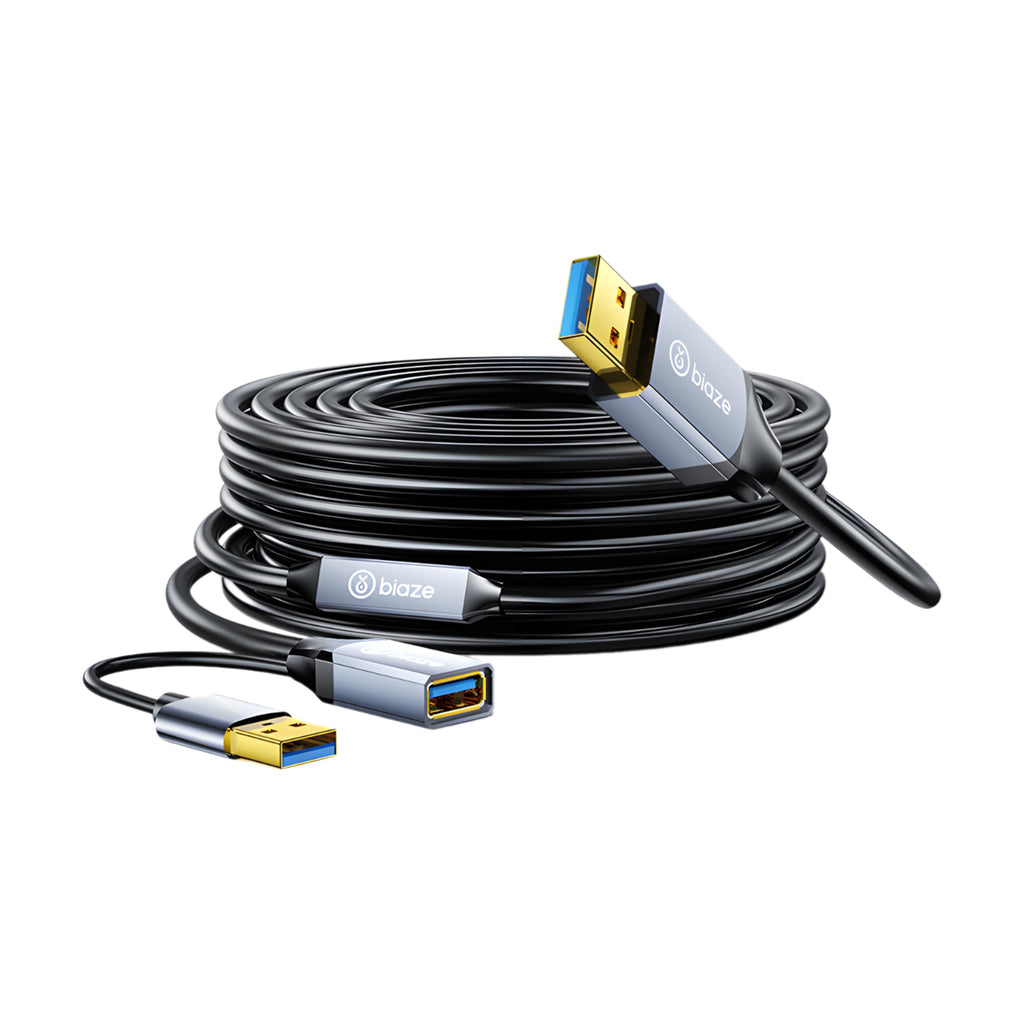 biaze Active Optical USB 3.0 Extension Cable Fiber Optic Type A Male to Female USB Extension Cord USB Extender 5Gbps Data Transfer for Webcam, Gamera, USB Hub, Keyboard, Hard Drive, Printer(65ft)