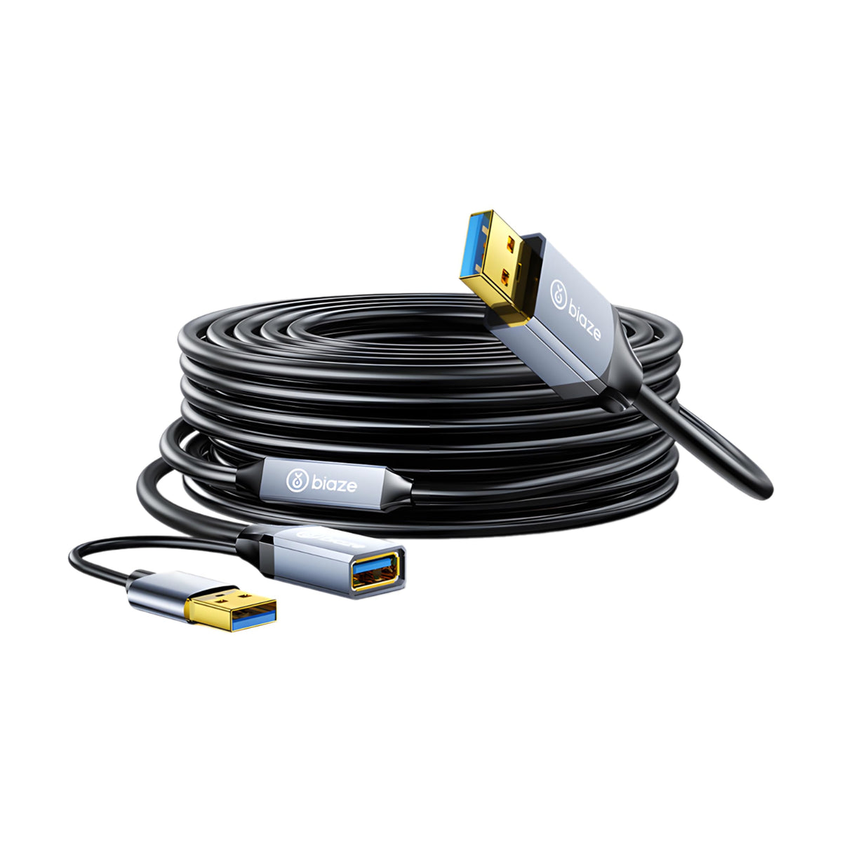 biaze Active Optical USB 3.0 Extension Cable Fiber Optic Type A Male to Female USB Extension Cord USB Extender 5Gbps Data Transfer for Webcam, Gamera, USB Hub, Keyboard, Hard Drive, Printer(65ft)