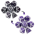 Haxtec Color Changing Metal DND Dice Set Silver Black Purple Color Shifting D&D Dice with Leather Dice Bag Compatible with Dungeons and Dragons TTRPG DND Gift