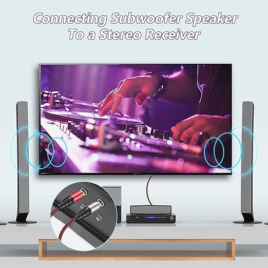 RCA Cable 25Ft,2Rca Male to 2-RCA Male Audio Stereo Subwoofer Cable [Hi-Fi Sound] Nylon-Braided Auxiliary Audio Cord for Home Theater, HDTV, Amplifiers, Hi-Fi Systems,Speakers and etc (25Ft)