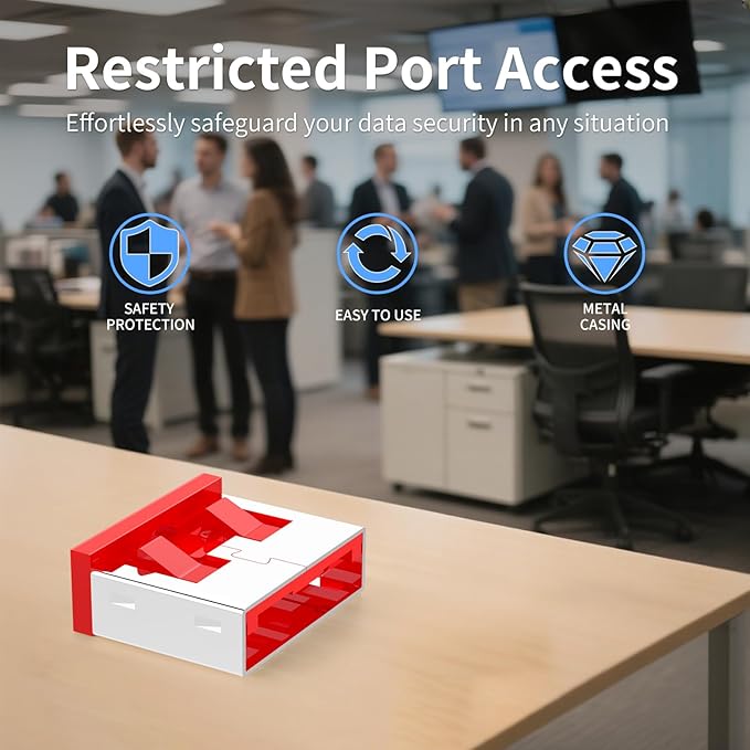 24PCS USB Metal Port Lock Blocker with 2 Keys - Secure USB-A Port Protector for PC/Laptop, Anti-Theft Data Security Lock, Dust & Moisture Proof Cover, Removable Type-A Connector Red