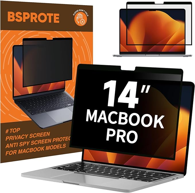 Privacy Screen for MacBook Pro 14 Inch (2021-2024, M1, M2, M3, M4), Removable Anti-Spy Filter for Mac Pro 14.2", Eye Protection HD Anti-Scratch