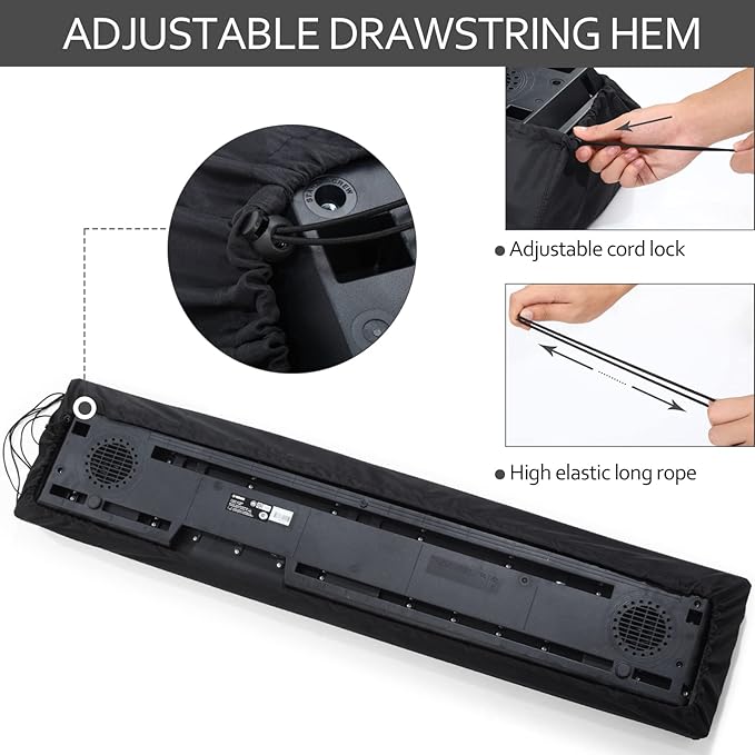 88 Keys Electric Piano Keyboard Dust Cover, Adjustable Electric Piano Keyboard Covers for Digital Electric Pianos, Full Cover Elastic Lock Music keyboard Protector Cover