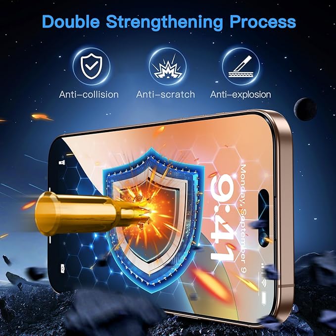 Uyiton Compatible with iPhone 16 Pro Screen Protector (Anti-Blue Light) - [Easy to Install] Shatterproof Full Coverage [Case Friendly] 9H Tempered Glass Screen Protector for iPhone 16 Pro, 2 Pack