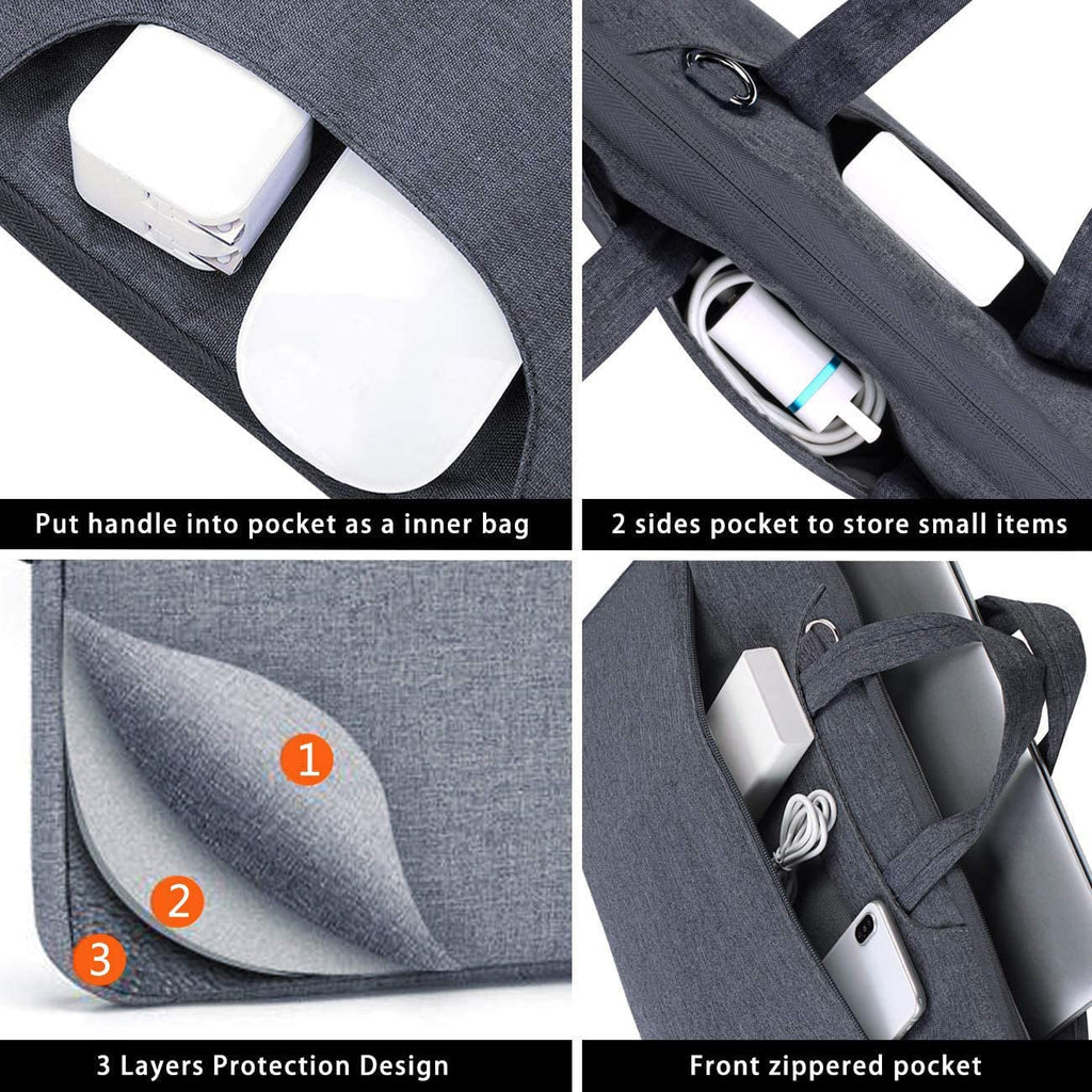 Voova Laptop Bag 15.6 Inch, Waterproof Computer Sleeve Carrying Case with Shoulder Straps & Handle Compatible with Macbook Air 15 M2/M3/M4, MacBook Pro 15/16, 15-16 Inch Hp Dell Lenovo Asus, Grey