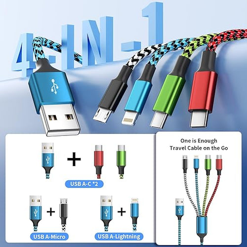 4 in 1 Dual Type C Multi Charging Cable, Charging Cord for Multiple Devices