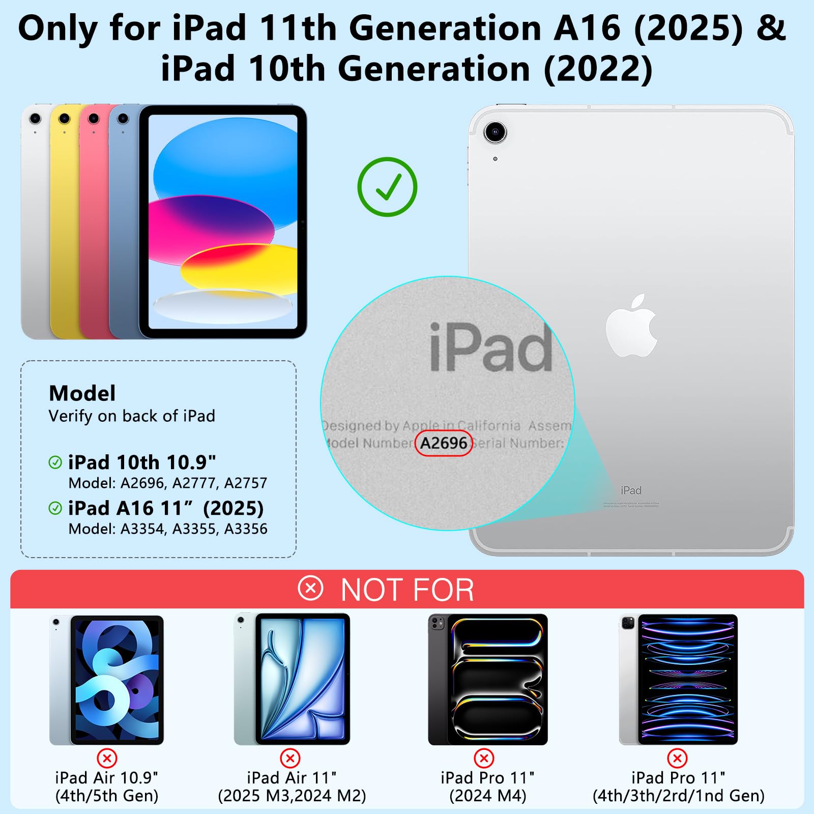 Touch Keyboard Case for iPad A16 11th Generation/10th Generation 10.9 inch