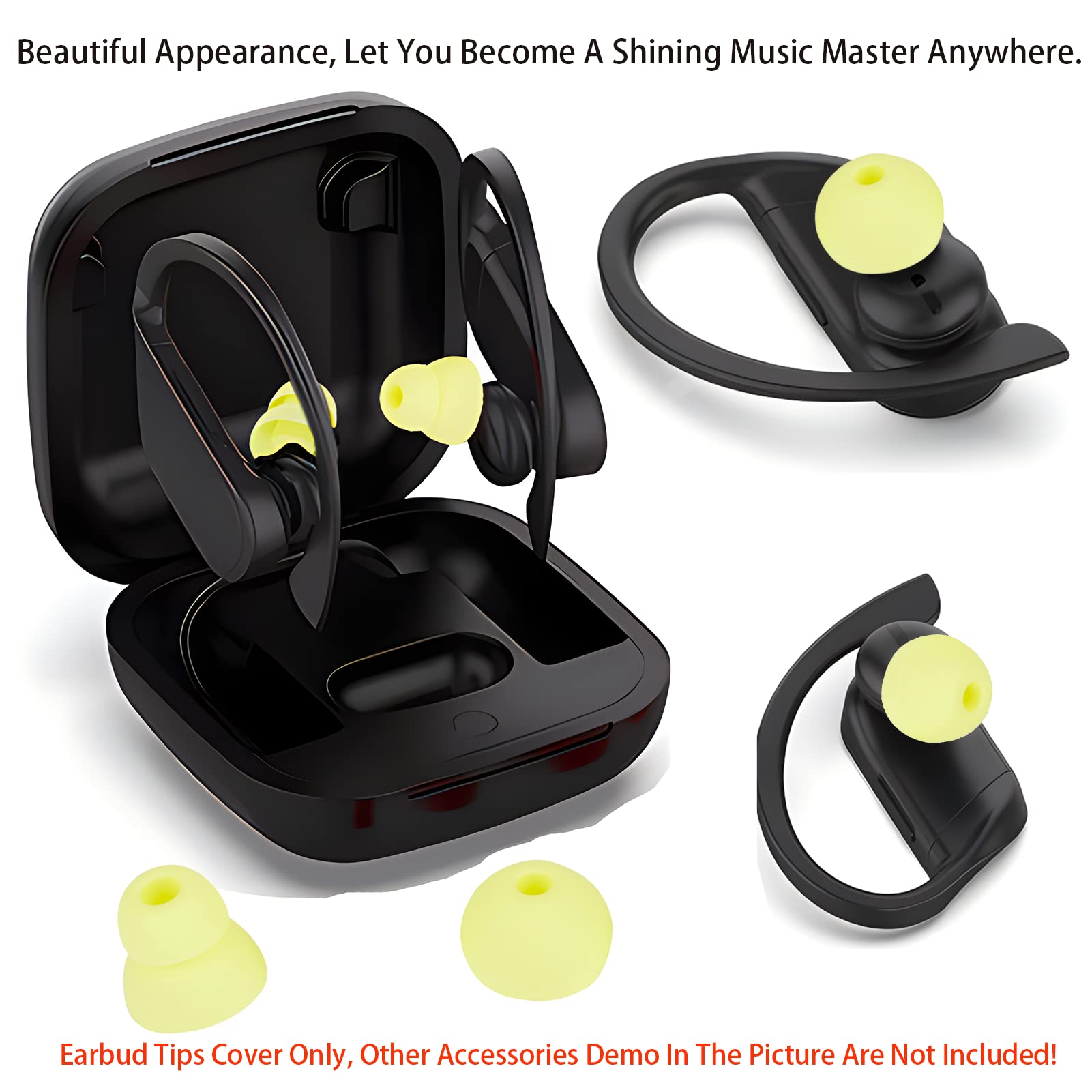 Earbud Tips Replacement Earbud Tips Earbud Replacement Tips Earbuds Replacement Tips Ear Pads Ear Cushions Ear Tips for Earbuds for Powerbeats Pro Beats Wireless Earphone Headphones 4 Pairs (Yellow)