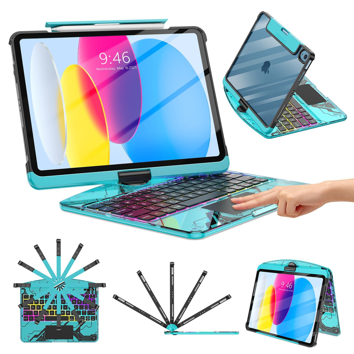 TSQQST Keyboard Case for iPad (A16) 11th/10th Generation 2025 2022, Pink
