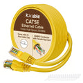 Cat5e Ethernet Cable 50 FT, Long Cat 5e Internet Cable, Yellow Snagless Patch Cord, Flexible, Network, LAN, PoE, Standard RJ45 Connector for PC, Server, Router, Modem, TV, PS5 - with 15 Cable Ties