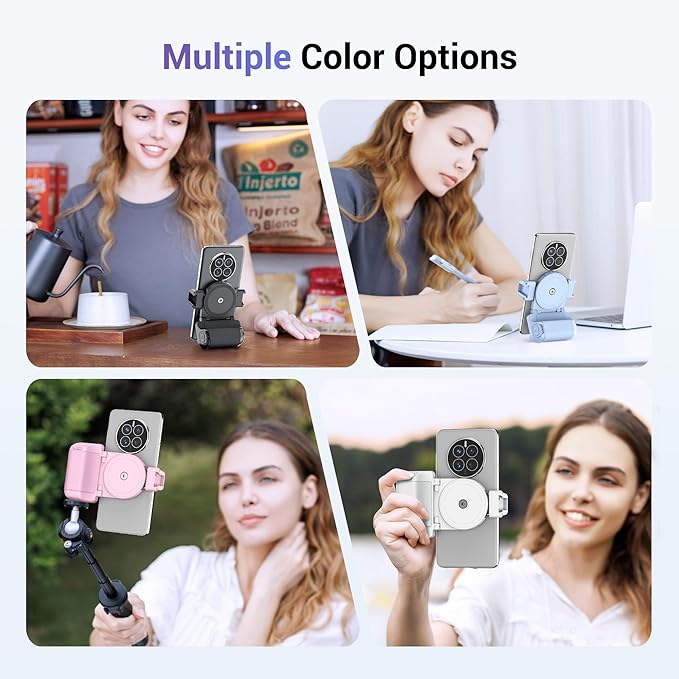 KIWIFOTOS Phone Camera Grip Smartphone Tripod Mount Handle Holder with Wireless Remote & 1/4"-20 Tripod Adapter for iPhone 16 15 14 Pro Max S23 S22 Selfie Vlog Video Shooting