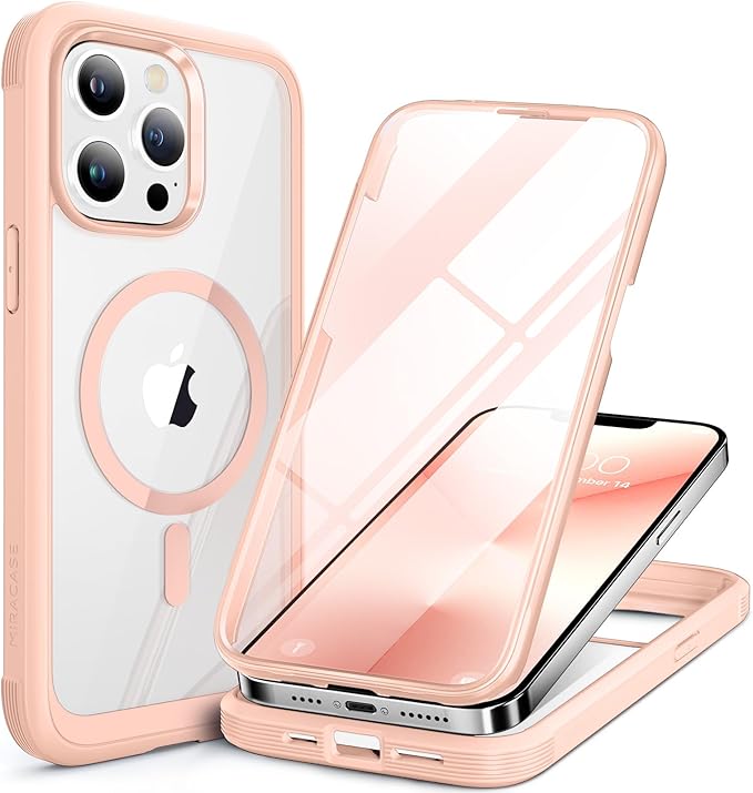 Miracase Magnetic for iPhone 12 Pro Max Case [Compatible with MagSafe] Full-Body Phone case with Built-in Glass Screen Protector& Camera Protector, Military Drop Proof 12 Pro Max Cover