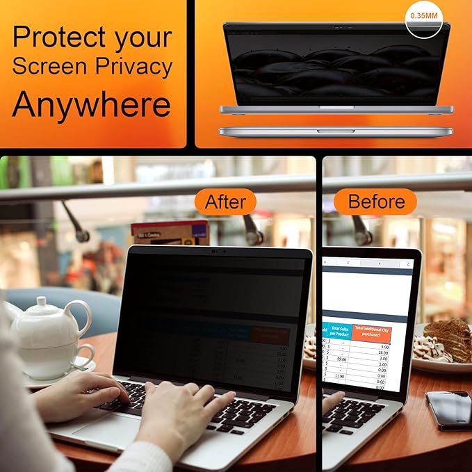 Privacy Screen MacBook Pro 13 Inch(2016-2022, M1, M2) & MacBook Air 13" (2018-2021, M1), Magnetic Anti Glare Blue Light Filter with Camera Cover, Anti Spy Laptop Screen Protector for Mac 13 In
