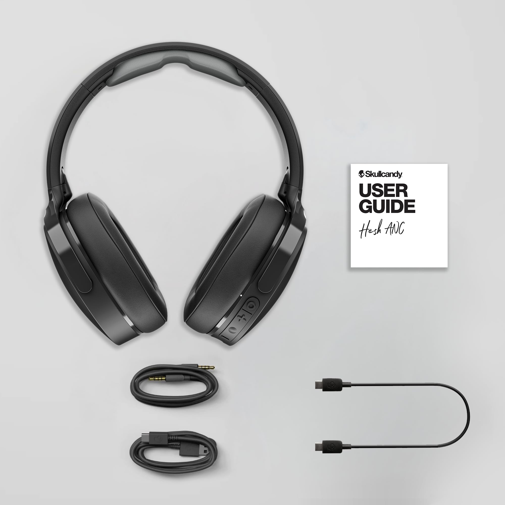 Skullcandy Hesh ANC Wireless Over-Ear Bluetooth Headphones with Extra USB-C Charging Cable, Active Noise Canceling, 22 Hrs Battery, Foldable Lightweight Design, Microphone iPhone Android - Preppy Sage
