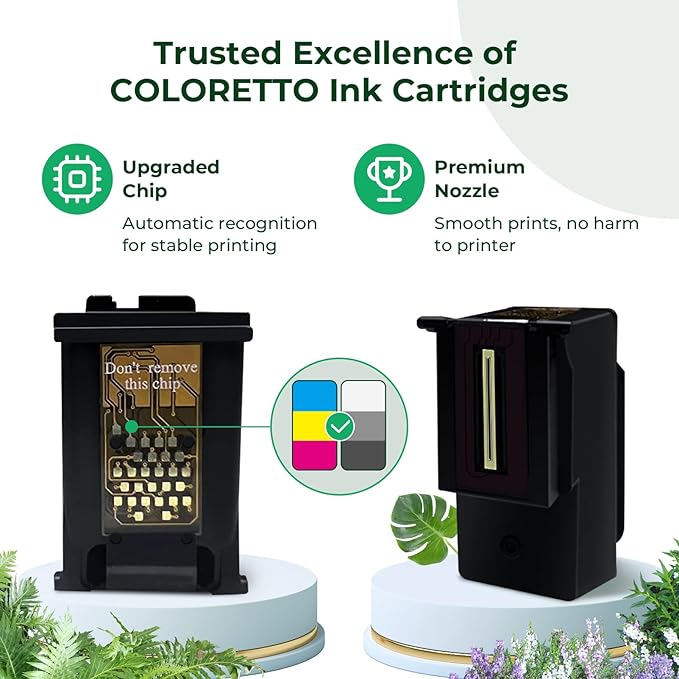 COLORETTO 65XL Black and Color Ink Cartridge for HP Printers Envy 5055 5052 5058 Work with HP Deskjet 3755 Ink Cartridges 2655 3752 3720 3722 3723 3758 2652 2622 for HP65 Ink Replacement Combo Pack