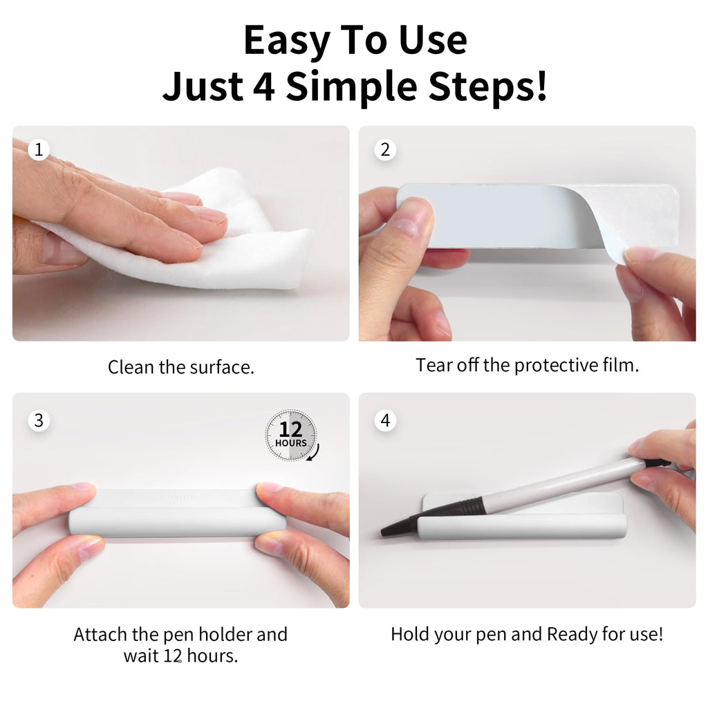 ELETIUO Pencil Holder For Most Pens,Pencils,Self-Adhesive Stick To Notebooks,Diary,Desks,Whiteboards Or Any Surface,Silicone Pen Holder For Home,Office And Desk Organization,White