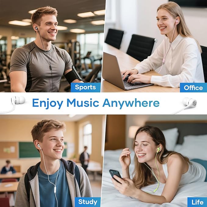 USB C Earbuds with Microphone 5 Pack, in-Ear Wired Headphones with Noise Isolating, Type C Earphone Heavy Bass Stereo Headsets Compatible with iPad, Android Smartphones, for Most USB-C Devices