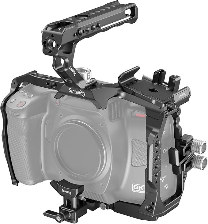 SmallRig Camera Cage Basic Kit for Blackmagic Design Cinema Camera 6K, Full Cage for BMCC 6K, with Top Handle, SSD Mount Bracket, Cable Clamp and Lens Mount Adapter Support - 4574
