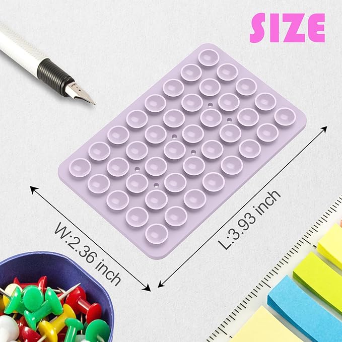 2PACK Silicone Double Sided Suction Phone Case Mount, Detachable Hands Free & Strong Grip Holder for Selfies & Videos, Compatible iPhone Android (Violet, 2Pack 40 Suction Cups)