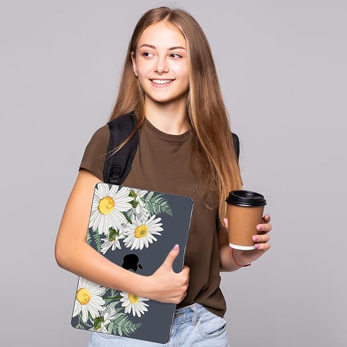Compatible with MacBook Air 15 inch Case, M4 A3241/M3 A3114/M2 A2941 (Released 2025 to 2023), Hard Shell, Keyboard Cover, Screen Protector, Webcam Cover & Type-C Adapter, Daisies