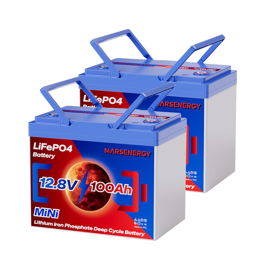 MARSENERGY 12V 100Ah LiFePO4 Lithium Battery, Group 24 Size,100A BMS,2-Pack