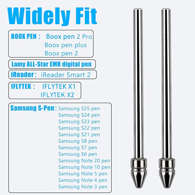 Universal Fit No Worn Out Fine Titanium Alloy Fine Pencil Nibs Compatible with BOOX Pen 2 Pro,iReader,IFLYTEK,Lamy AL-Star Digital Pen, Ballpoint Replacement Tips for eReader Digital Pen,2 Pcs