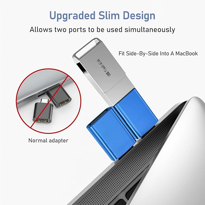 Basesailor USB C to USB Adapter 3Pack,USBC Male to USBA 3.0 Female OTG Adapter,Type C Thunderbolt 3/4 Converter for iPhone 16 15 Max,MacBook Pro Air,Mac,iPad,Microsoft Surface,Samsung Galaxy S25