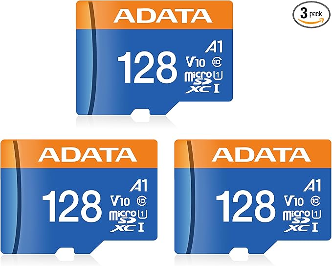 ADATA Premier 128GB 3-Pack MicroSDHC/SDXC UHS-I Class 10 V10 A1 Memory Card with Adapter Read up to 100 MB/s (128GB 3 Pack)