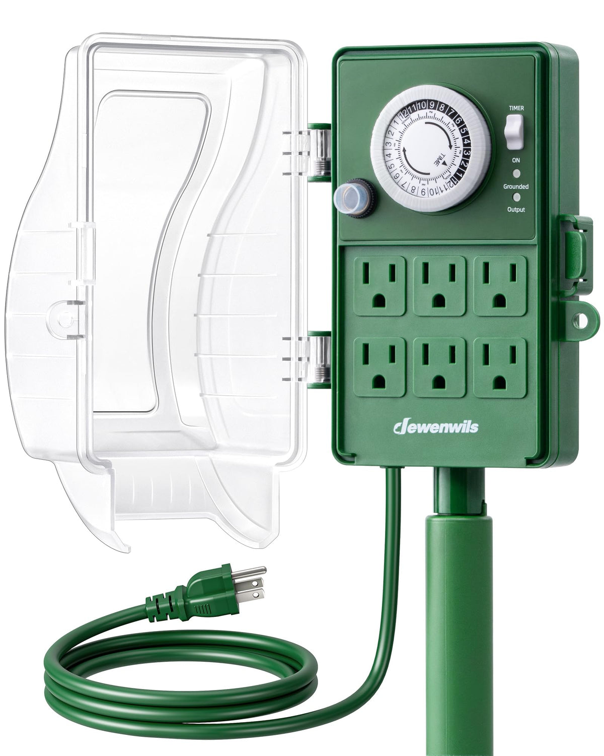 DEWENWILS Outdoor Power Stake Timer, 24-Hour Mechanical Timer, 6 Outlets