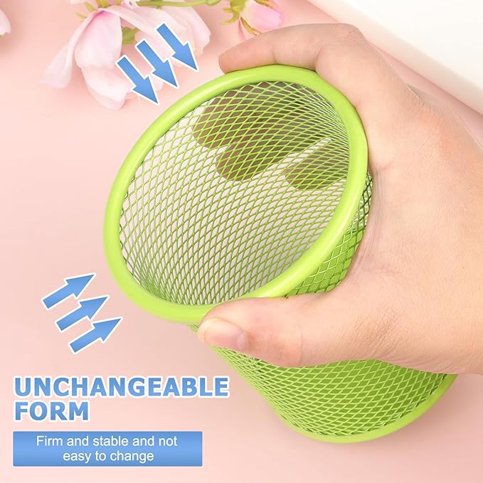 Tamaki Pen Holder Cup for Desk, Wire Mesh Pencil Cup Holder, Green