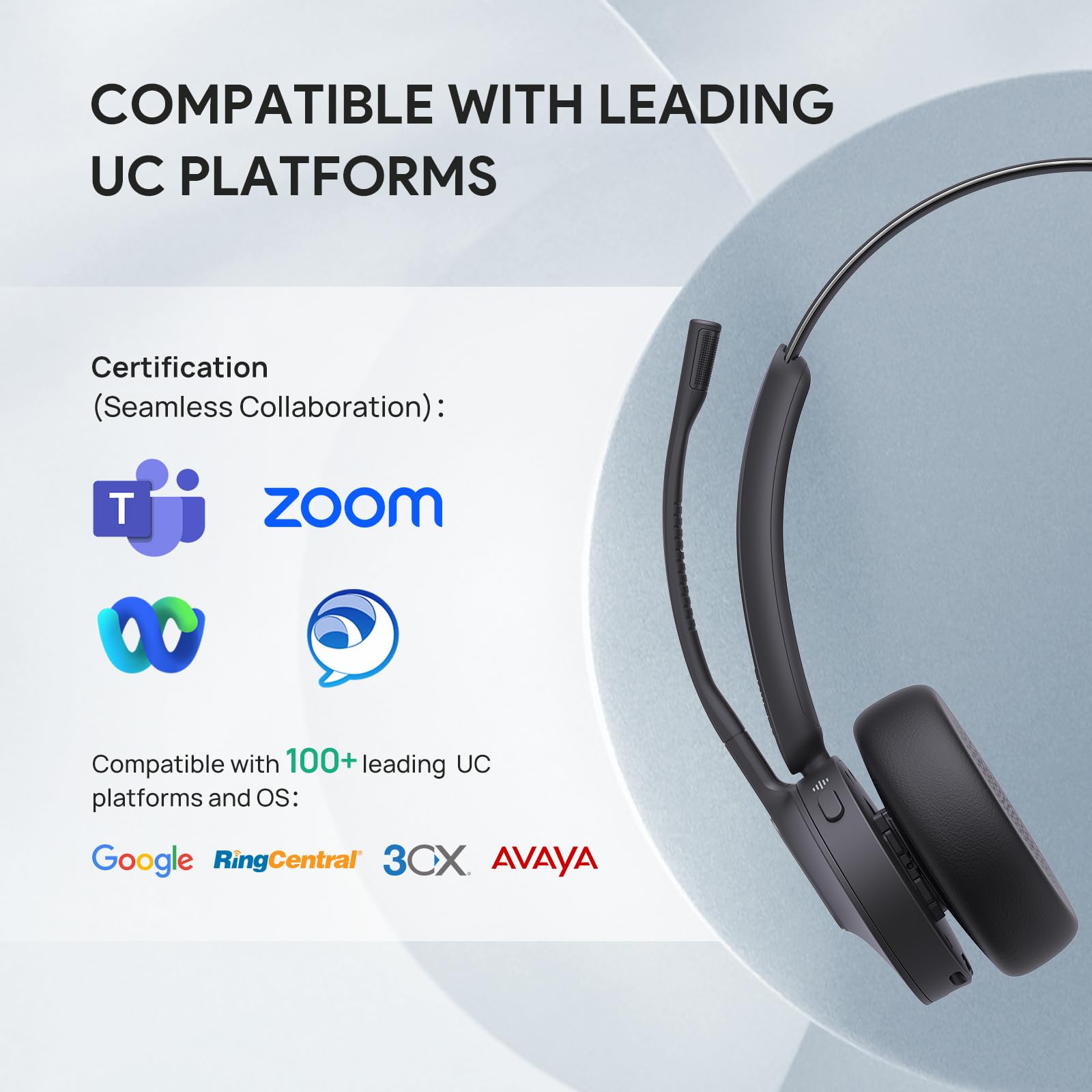 Yealink BH70 Mono Stand, Teams Certified Work Headset for Open Office Home
