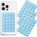 Silicone Suction Phone Case Mount 3 Pack, Silicon Adhesive Suction Cup Phone Mount, Non Slip Sticky Phone Grip for Cellphone, Strong Grip Holder for Selfies and Videos (Baby Blue)