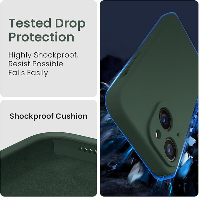 FireNova Designed for iPhone 14 Case, Silicone Upgraded [Camera Protection] Phone Case with [2 Screen Protectors], Soft Anti-Scratch Microfiber Lining Inside, 6.1 inch, Alpine Green